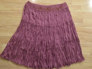 New Bandolino Woman Crinkle Skirt Mauve Pink Embroidered Beaded Plus Size 22W - Picture 1 of 7