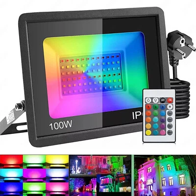 LED Fluter Außen Strahler RGB 10/20/30/50/100WATT Garten Scheinwerfer Flutlicht - Bild 1 von 4