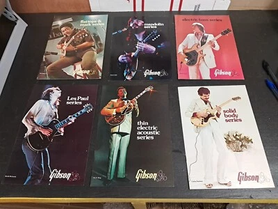 6 Vintage 1975 Gibson Guitar brochure catalog flyers Les Paul Keith Richards (M) - Image 1 of 4