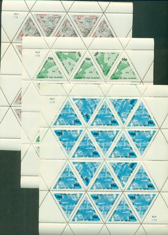 RATTLESNAKE ISLAND 1967 PERF sheets - 3 total - Image 1 of 1