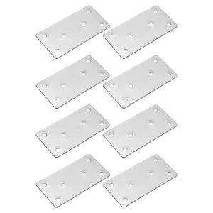 8uds Planos rectas Soportes, 3,9 x 2" Reparación Placas, Inoxidable Acero, Plata - Imagen 1 de 5