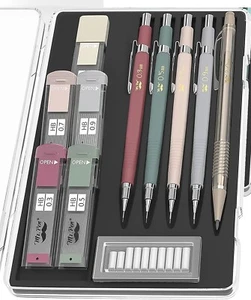 Druckbleistift-Set mit Bleien und Radiergummi-Minen 5 Größen zum Zeichnen Zeichnen... - Bild 1 von 9