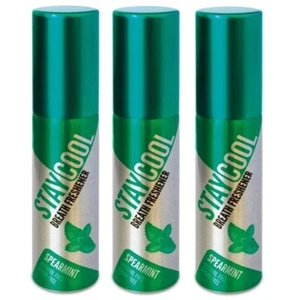 Paquete de 3 ambientadores Staycool 130 aerosoles sabor a menta verde ¡mejor que Binaca! - Imagen 1 de 2