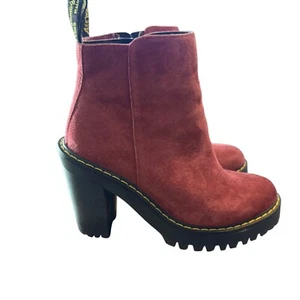 Dr. Martens Magdalena Damen-Stiefeletten rot Wildleder hoher Absatz Größe 7 US/5 UK - Bild 1 von 11