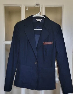 Chaqueta blazer para mujer Lacoste azul marino imitación cuero parche en el codo talla 34 XXS Foto 1 de 4