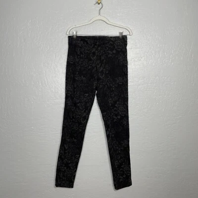 Prairie Underground Women M Black Gray Floral Brocade Skinny Pants High Waisted - Image 1 of 4