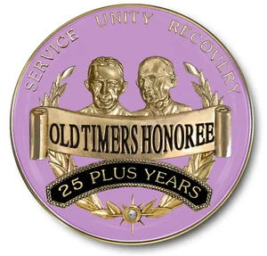25 años MÁS 'Old Timers' Honoree Ciruela y Oro AA/Moneda/Medallón de Recuperación - Imagen 1 de 2