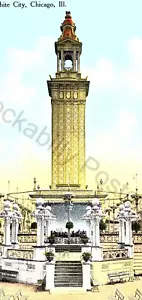 Antique White City Amusement Park Postcard Chicago Electric Tower - Picture 1 of 3