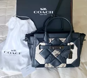 Coach Black Swagger 27 Canyon Quilt Leather Handbag Satchel  38365 + Box & Bag - Picture 1 of 24