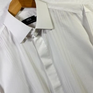 M&S Marks And Spencer Eveningwear 15.5" White Long Sleeve Dress Shirt - Picture 1 of 9