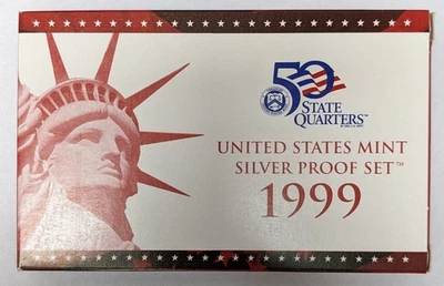 1999 S Silver Proof Set 9 Coin in Original Government Packaging - Image 1 of 4