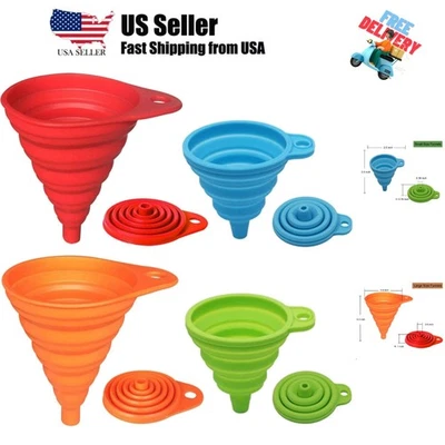 厨房漏斗套装 4 件装,小型和大型厨房小工具配件折叠... — 第 1/4 张图片