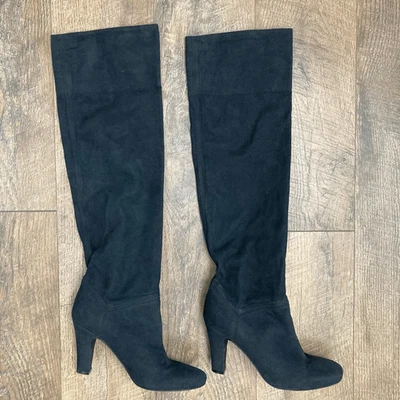 Botas sin cordones Stella McCartney de gamuza hasta la rodilla negras punta redonda tacones en bloque UE 36 Foto 1 de 4