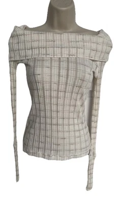 Blusa Free People We The Free Snowbunny Girlfriend costela fora do ombro marfim tamanho P - Imagem 1 de 4