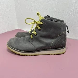 Clarks Originals Dress Boot Shoe Boys Size 3 Leather Ankle Gray Zip Lace Up - Picture 1 of 8