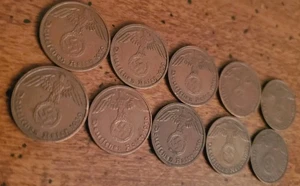 Coin Lot Third Reich WW2 German 1 REICHSPFENNIG 1937 -1939 SWASTIKA USA SHIPPED! - Picture 1 of 12