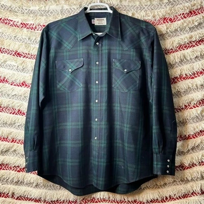 Винтажная толстая клетчатая рубашка Ruddock Flying R сделано в США вестерн родео размер XL - Изображение 1 из 4
