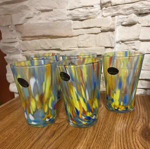 Murano Konfetti Becher 5 mundgeblasene Quetschglas Murano Konfetti Becher - Bild 1 von 4