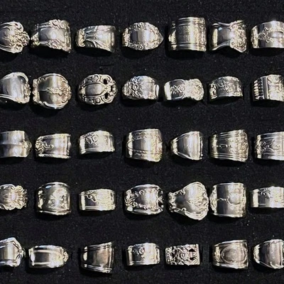 Anillos de cuchara, VENTA AL POR MAYOR, Lote anillos de cuchara, 100 piezas, anillos de declaración hechos a mano  Foto 1 de 4