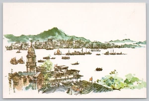 Continental Postcard Hong Kong and Kowloon China Drawing - Picture 1 of 2