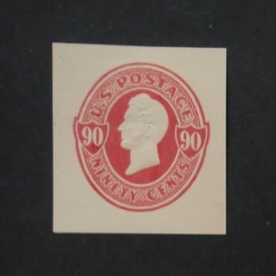 US Stamped Envelope U213 90c 1875 Cut Square Carmine on Cream - Image 1 of 2
