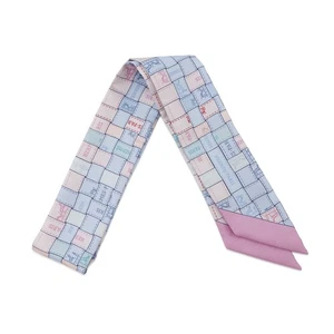 HERMES Twilly BOLDUC AU CARRE Silk100% Blue Pale/Rose Purple/Aqua 062408S - Picture 1 of 8