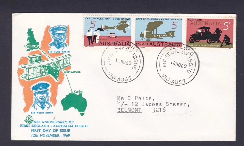 1969 FIRST FLIGHT ENGLAND-AUSTRALIA DECIMAL STAMP EXCELSIOR FIRST DAY COVER #20 - Image 1 of 1