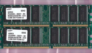 1GB 2x512MB PC-3200 DDR-400 SAMSUNG MEMORY RAM KIT M368L6423ETM-CCC DDR1 PC3200 - Picture 1 of 7