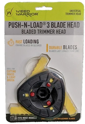 WEED WARRIOR Push-N-Load 3 Blade Trimmer Head Universal Fit with 3 extra blades - Image 1 of 4