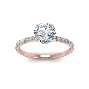 14k Rose Gold Engagement Ring Natural Diamond GIA IGI Certified Round 0.85 Carat - Picture 1 of 7