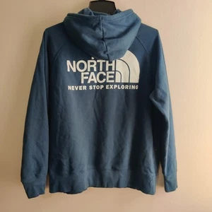 The North Face Hoodie Womens Large Blue Sweatshirt Pull Over * Flaw * - Picture 1 of 7
