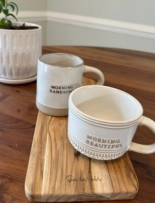 Morning Beautiful & Morning Handsome Coffee Mugs Magnolia Hearth & Hand EUC - Изображение 1 из 4