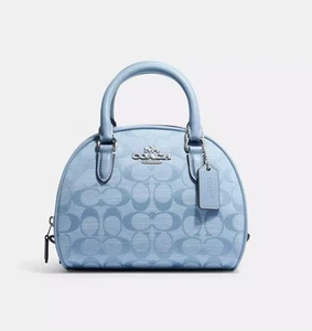 ☂️🍄Coach Sydney Satchel In Signature Chambray Cornflower Multi CH140 - Picture 1 of 4