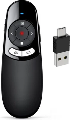 USB C Presenter, Kabellose 2.4 GHz Powerpoint Fernbedienung, Pointer für - Bild 1 von 4