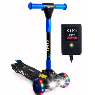 KIMI Kids Electric Scooter Light-Up Wheels Blue Lean-to-Steer 5 mph 3-9 Years - Image 1 of 4