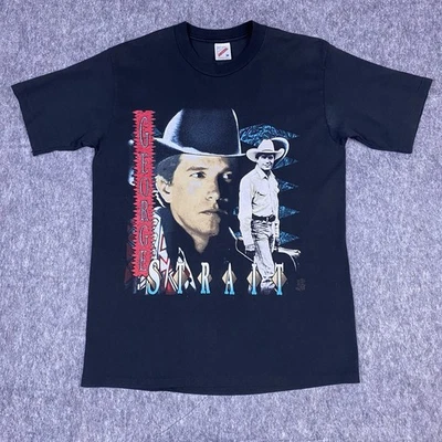 Camiseta De Colección George Strait Para Hombre Tour Negra Puntada Única Hecha en EE. UU. 1993 Talla M Foto 1 de 4