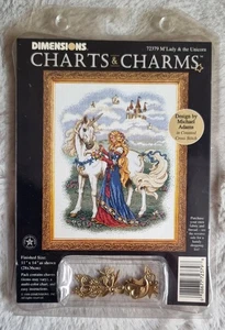Rare Dimensions Charts And Charms Kit M'Lady & The Unicorn 72379 New - Picture 1 of 5