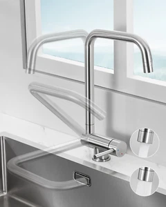 Rubinetto Lavello Cucina Abbattibile, Rubinetto Cucina Con 2 Modalità Acqua, Rub - Foto 1 di 12