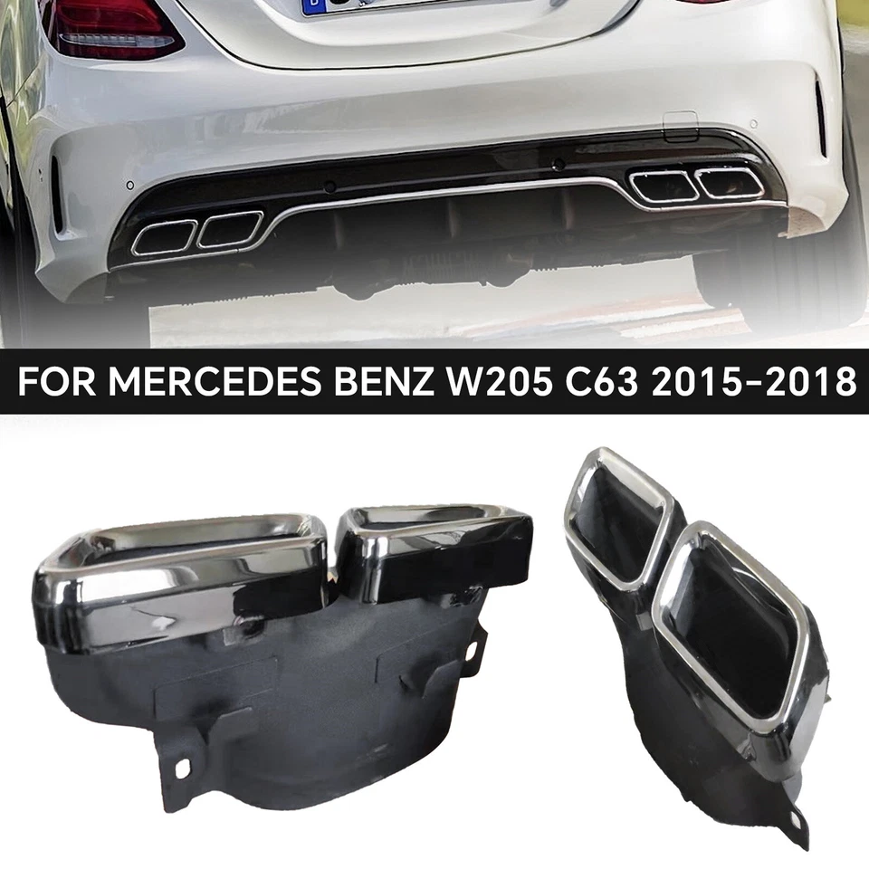 2Pcs Car Exhaust Muffler Pipe Tips Tailpipe For Mercedes Benz W205 C63 2015-2018 - Image 1 of 4