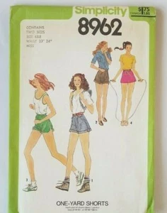 Simplicity 8962 One Yard Shorts Sewing Pattern Cut on Size 8 Size 6 & 8 - Picture 1 of 9