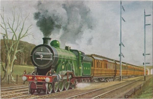 Eisenbahn Postkarte GNR Down Leeds Express Hadley Wood Ivatt Atlantic 1459 Lok - Bild 1 von 2