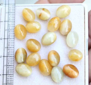 Natural 36.20 Cts Chrysoberyl Yellow Cats Eye Oval Cabochon Cut Loose Gems 18 Pc - Picture 1 of 4