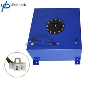 10 GALLON BLUE COATED ALUMINUM RACING/DRIFTING FUEL CELL GAS TANK+LEVEL SENDER - Picture 1 of 6
