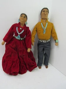 Paar handgefertigte indianische Puppen 13 Zoll Mann 11 Zoll Frau Paar verziert GUC - Bild 1 von 10