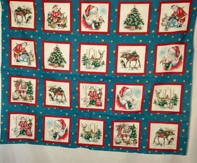 Faye Liverman Burgos Navidad Papá Noel Tela Estrellas Azules Cuadradas Costura 35" Foto 1 de 4