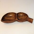 Genuine Monkey Pod Wooden Pea Double Serving Bowl Handcrafted Dish Monkwood VTG