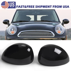 For Mini Cooper R55 R60 Rearview Mirror Cover Caps Gloos Black Replacement 1Pair - Bild 1 von 11