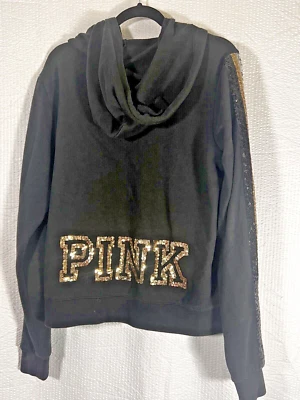 Victoria's Secret Bling Sudadera con Capucha Grande ROSA Cremallera Lentejuelas Trasera HIT Chaqueta De Colección Foto 1 de 4