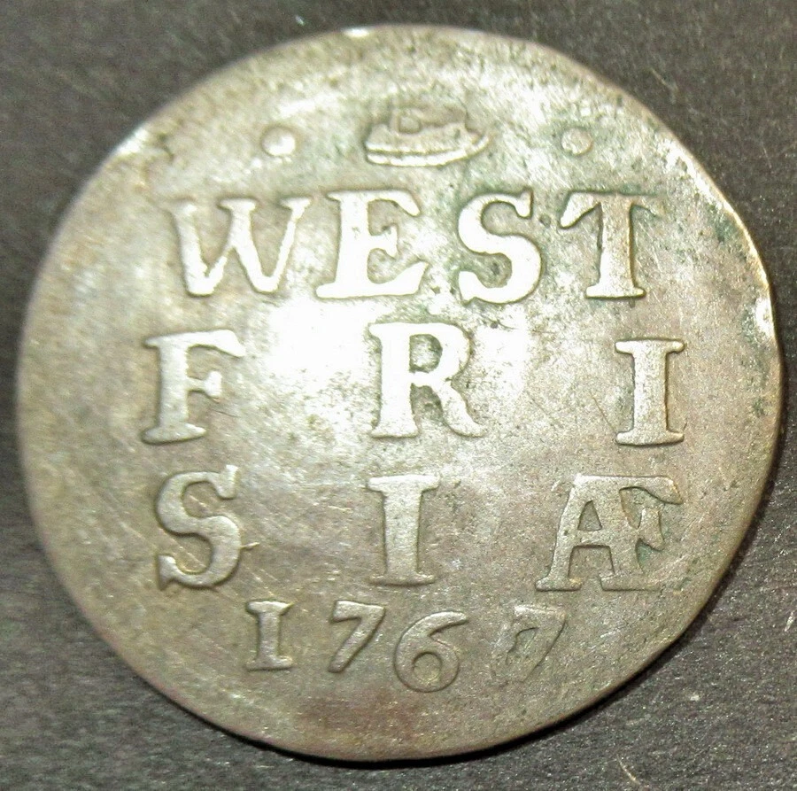 Over date 1767/6 Colonial New York Silver Lion Dime West Frisia Mint COA - Image 1 of 4