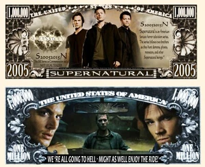 SUPERNATURAL - Billet 1 MILLION DOLLAR US ! Série SURNATUREL Fantastique Horreur - Photo 1/1